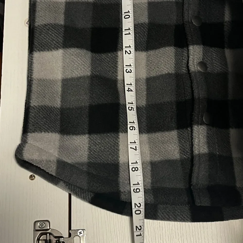 Eddie Bauer Boys Sherpa Plaid Shirt Jacket Black Size 8